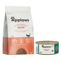 pack nutricion mixta pienso  latas applaws - 2 kg adult con pollo y salmon  6 x 70 g pescado del mar