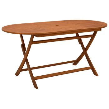 Mesa Jardín | Mesa De Exterior Plegable 160x85x75 Cm Madera Maciza De Eucalipto