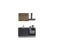 cocina con electrodomesticos gilda 20 150cm izquierda madera y gris oscuro