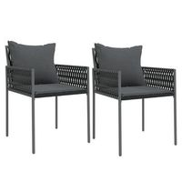 pack 2 uds sillas jardin  silla de exterior  sillon y cojines ratan sintetico negro 54x61x83 cm