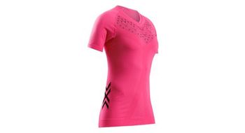 Strong x bionic twyce  strong  run maillot de manga corta rosa neon negro para mujer