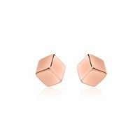 pendientes cubo de plata 925 banada en oro rosa