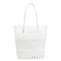 bolso shopping de encaje con charm white