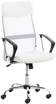 Silla de oficina giratoria regulable en simil cuero blanco