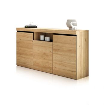 Aparador de 3 puertas y 1 estante abierto 140 cm roble nude ceniza