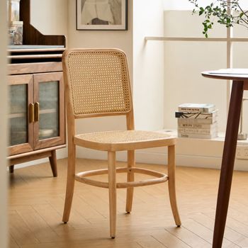 Set 2 sillas escandinavas en madera y ratán