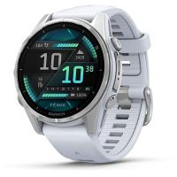 garmin fenix 8 amoled 43mm reloj smartwatch plateado con correa de silicona blanca