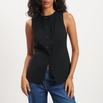 Nobody's Child Cotton-Blend Crepe Longline Waistcoat - UK 14