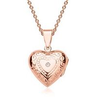 cadena con medallon de corazon chapado en oro rosa
