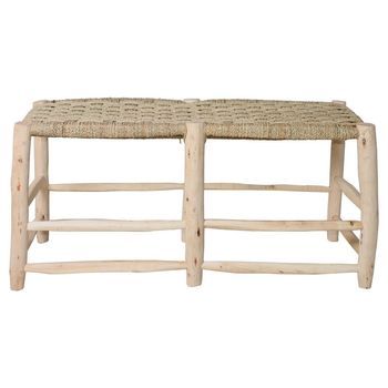 Banco De Madera Y Fibra Natural Bélgica 136x50x42