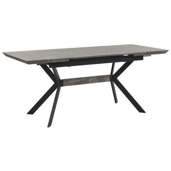 Mesa De Comedor Extensible Efecto Hormigón Patas De Metal Negro 140/180 X 80 Cm Cocina Industrial Benson