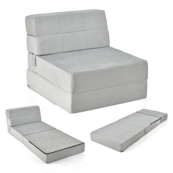 Costway Sofá Cama Plegable 3 en 1 Colchón de Espuma de Densidad Funda Extraíble y Lavable Cama de Invitados Portátil 190 x 71 x 15 cm