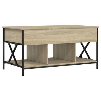 Mesa De Centro 100x55x50 Cm Madera Y Metal Trabajados - Marrón