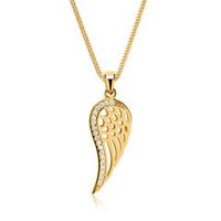 cadena con colgante de oro 8 quilates alas de circonita