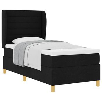 Cama Tipo Box Spring Con Colchón Negro 190 X 90 Cm Tela Vidaxl