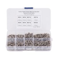 kit de surtido de tornillos m2 de 800 piezas tornillos autorroscantes de acero al carbono niquelado con cabeza plana de