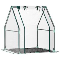 outsunny invernadero de exterior con puerta con cremallera base impermeable y marco de acero 90x90x105 cm transparente