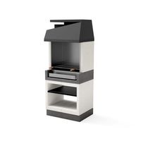 tuozi - barbacoa de obra para lena y carbon modelo kitaway otte inox grisblanco - 84 x 63 x 206 cm ref t00686