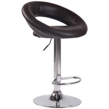 Taburete Olinda Tapizado En Simil Cuero Marrón 47x53x80 Cm Clp