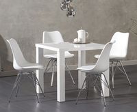 atlanta 80cm white high gloss dining table with celine chrome leg chairs