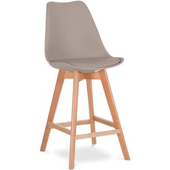 Taburete Estilo Escandinavo - Patas De Madera - Denisse  Topo