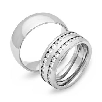 Anillos de boda de acero inoxidable 8 mm grabado