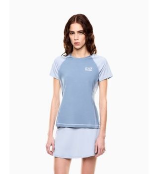 EA7 para mujer. 7W000890_AF14524 Camiseta Tennis azul (S), Deportivo, Multideporte, Poliamida, Manga corta