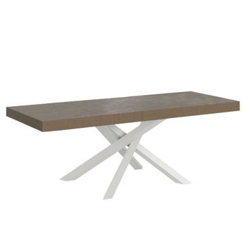 Mesa Extensible Volantis Premium Gris Paloma 160/420x90 Cm Con Patas Blancas