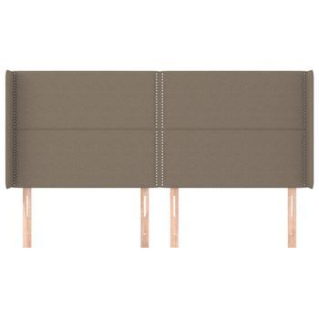Cabecero Cama Mueble De Dormitorio Con Orejas De Tela 203 X 16 X 118/128 Cm Gris Topo M02_0003459