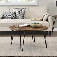 mesa de centro en efecto de madera nogal