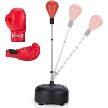 Saco De Boxeo Set De 140-158 Cm De Altura Ajustable Saco De Boxeo Costway 48 X 48 X 158 Cm Rojo