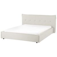 cama con somier tapiceria de tela patas negras con cabecero y somier dormitorio blanco crema 160 x 200 cm lestre