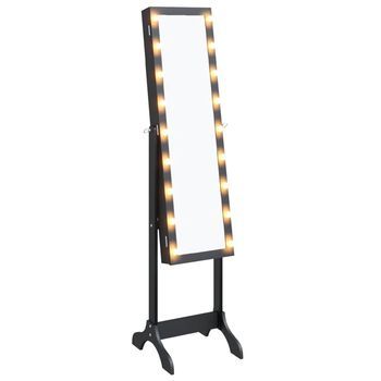 Espejo De Pie Con Led Negro 34x37x146 Cm Vidaxl