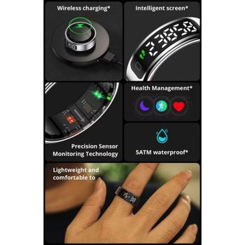 Anillo inteligente Colmi R12 Talla 9 Bluetooth IPX1 Autonomía 5 días Negro