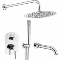 conjunto de ducha empotrada monomando redonda roma cromado o 25cm