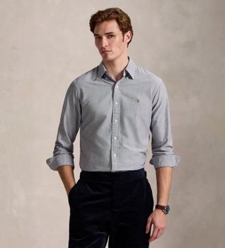 Polo Ralph Lauren para hombre. 710805562017 La icónica camisa oxford gris (XL), Casual, Algodón, Clásico, Manga larga