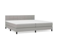 cama box spring con colchon tela gris claro 200x200 cm bloques con cuadros