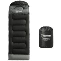outsunny saco de dormir adulto ligero y compacto para 3 estaciones impermeable portatil tamano pequeno para acampar negro