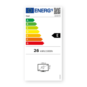 Engel TV 32 Pulgadas HD Ready LED LE3267T2, Dolby Audio, 3 HDMI, 2 USB, Entrada Sat, Modo Hotel, Televisor 1366x768, Reproductor Multimedia, DVB-T2/C/S2, Negro 2026