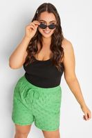 limited collection pantalones cortos de algodon verde con bordados mujer curvy y tallas grandes limited collection
