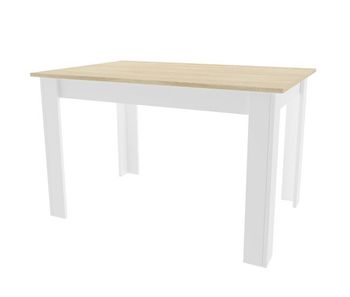 Mesa de comedor 80 × 120 cm, con tablero para muebles con recubrimiento de pvc, acabado roble sonoma/blanco.
