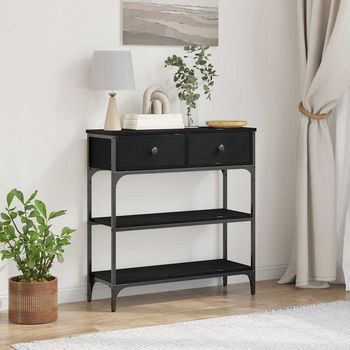 Vidaxl Mesa Consola Roble Negro 72.5 X 25 X 75 Cm Madera De Ingeniería