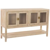 aparador de madera beige  4 puertas 150x40x90h cm