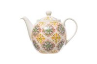 tetera de ceramica amarilla y verde
