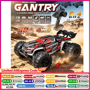 Coche teledirigido Wltoys, escala 1:16, 50 km/h, alta velocidad, tracción en las cuatro ruedas, todoterreno, camión monstruo, control remoto de 2,4 GHz, vehículo eléctrico, batería recargable de 7,4
