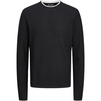 Jack & Jones Jersey 12258595 JJTWINN KNIT CREW NECK BLACK para hombre