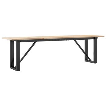 Mesa De Centro Marco O Madera Maciza Pino Y Acero 160x40x45 Cm Vidaxl