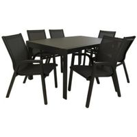 conjunto para jardin color antracita mesa extensible 160 a 210 y 6 sillones apilables aluminio doble reforzado 6 plazas juego de sillas y mesa para jardin comedor de terraza o patio