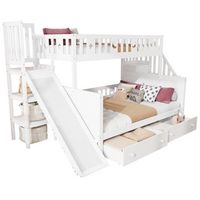litera infantil de madera maciza 90200140200 cm con tobogan 2 cajones grandes y color blanco medidas 90200140200 cm