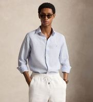 polo ralph lauren para hombre 710b22588002 camisa de lino con rayas custom fit azul xl casual manga larga